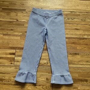 Janie And Jack Girls Gingham‎ Ruffle Ponte Pants Size 6